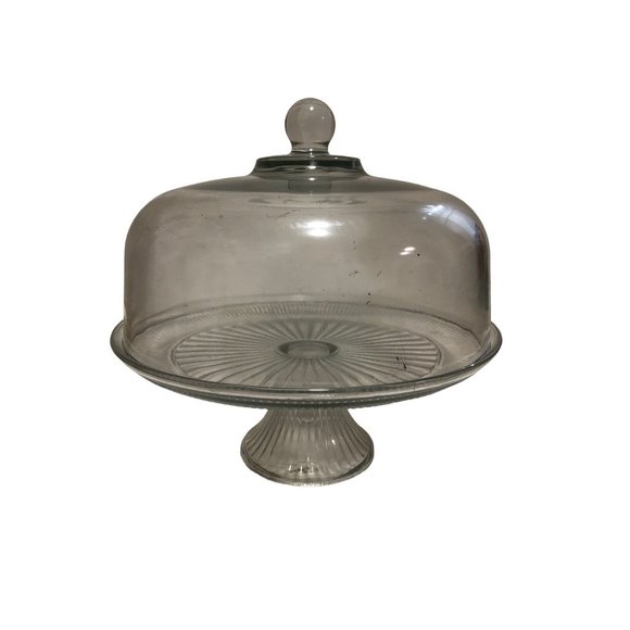 Vintage Dining Vintage Heavy Glass Cake Stand With Dome Lid Poshmark